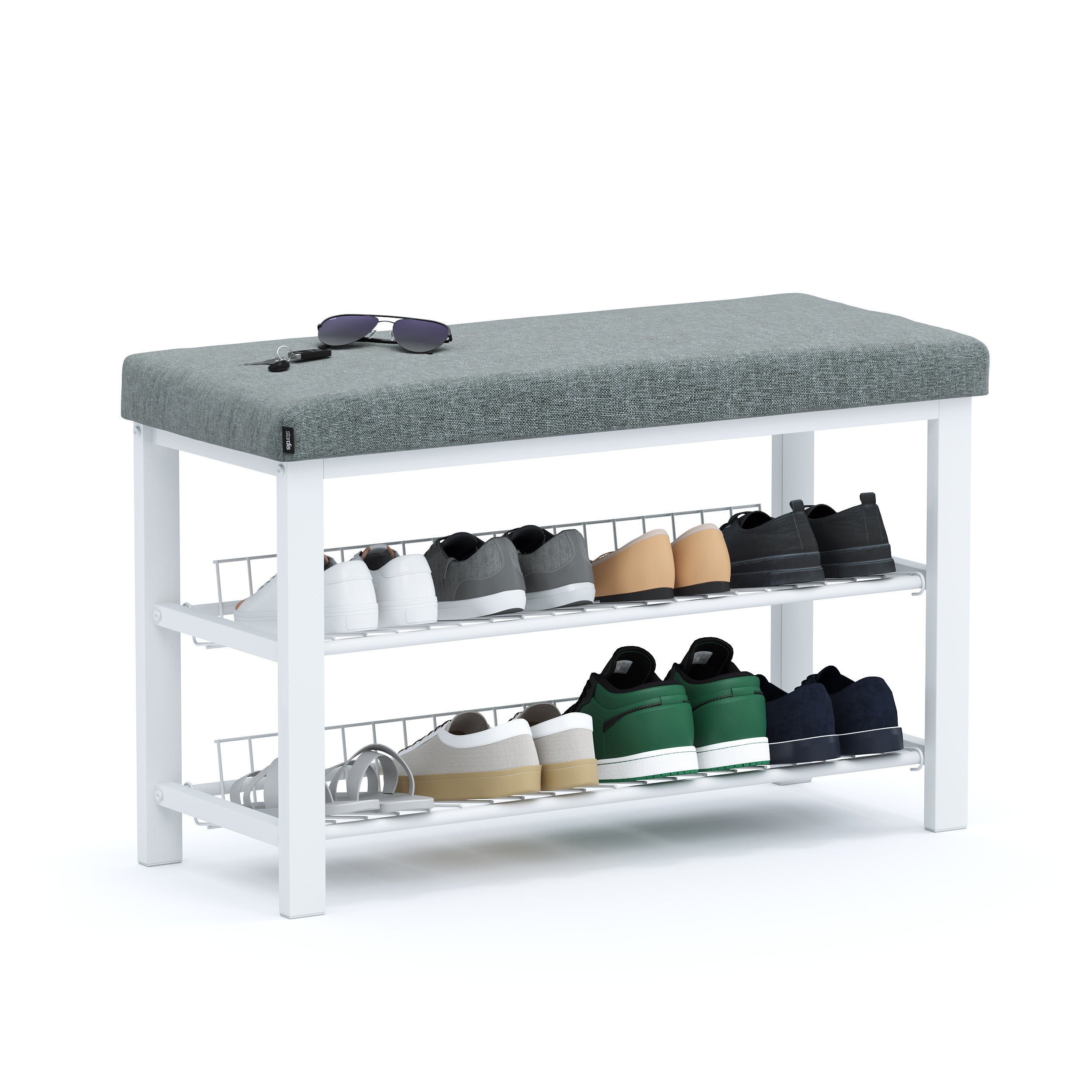 Schuhregal-Sitzbank weiß / grau